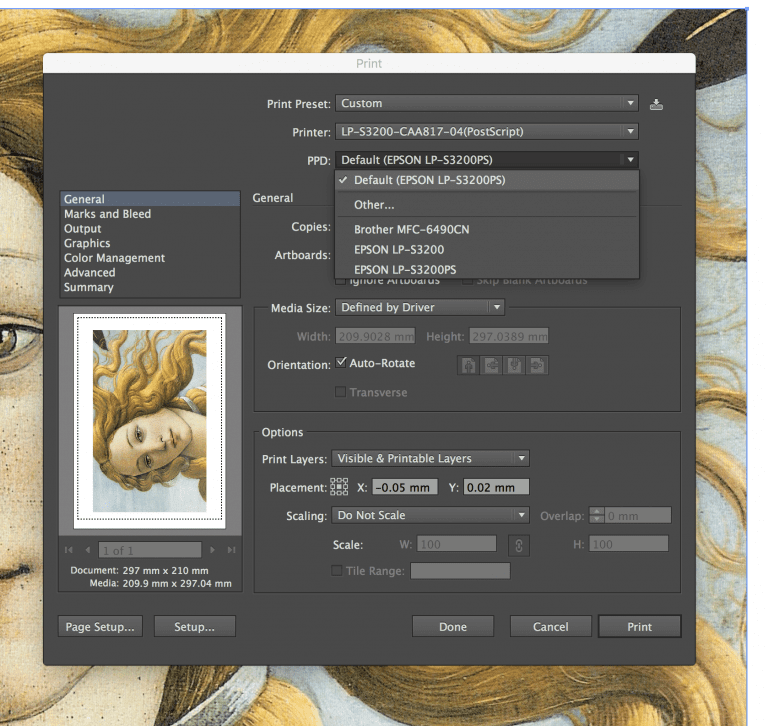 【Adobe Illustrator CC】4色分解用フィルムを印刷するプリンター設定